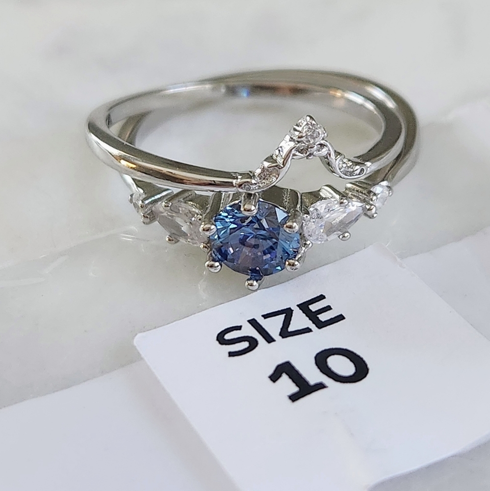 NWT Ryze Denim Blue & White Frost CZ .925 Sterling Silver Rings - Size 10 - Picture 6 of 12